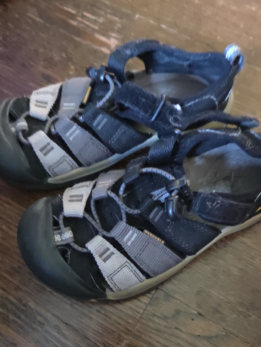 Kids Keens Gray and Black Outdoor Sandals